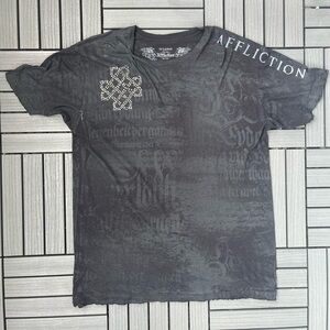 Vtg Men's Affliction Graphic T-Shirt X X Large Black